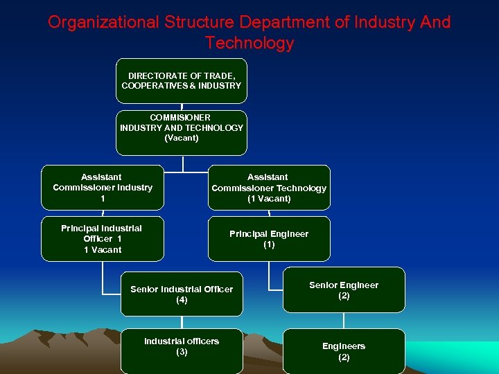 Organizational Structure Department of Industry And Technology DIRECTORATE OF TRADE, COOPERATIVES & INDUSTRY COMMISIONER