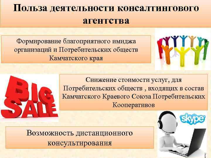 Польза деятельности консалтингового агентства Формирование благоприятного имиджа организаций и Потребительских обществ Камчатского края Снижение