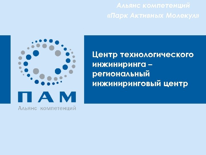 Альянс компетенций «Парк Активных Молекул» Центр технологического инжиниринга – региональный инжиниринговый центр 