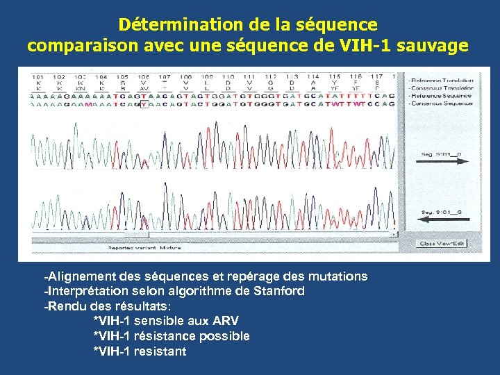 Détermination de la séquence comparaison avec une séquence de VIH-1 sauvage -Alignement des séquences
