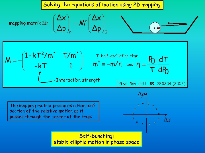 Solving the equations of motion using 2 D mapping matrix M: T: half-oscillation time