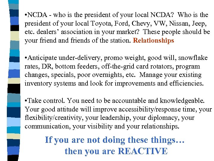  • NCDA - who is the president of your local NCDA? Who is