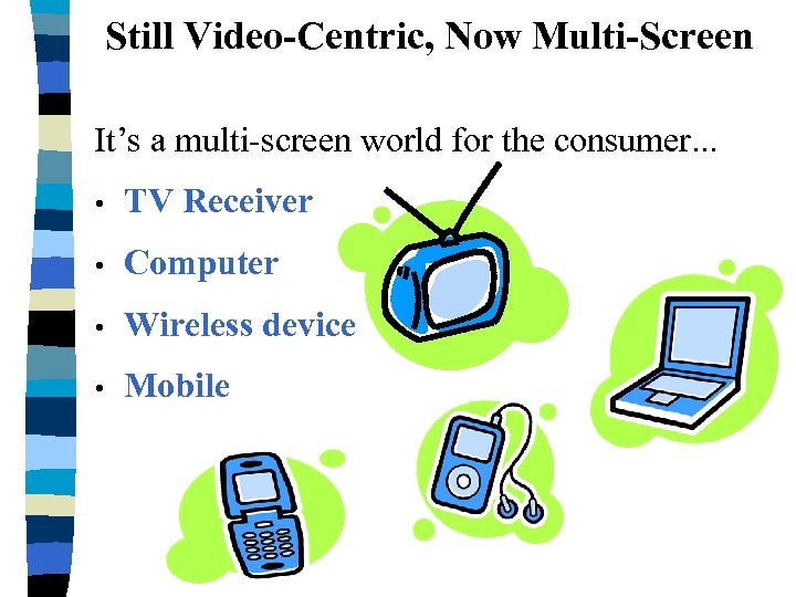 Still Video-Centric, Now Multi-Screen It’s a multi-screen world for the consumer. . . •