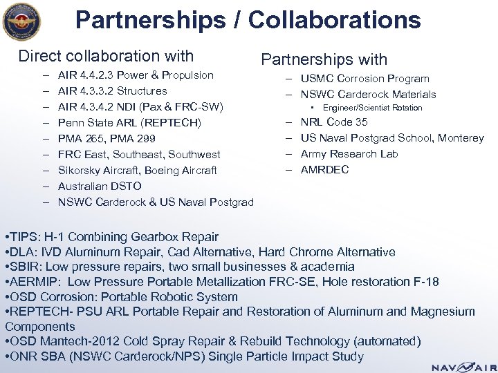 Partnerships / Collaborations Direct collaboration with – – – – – AIR 4. 4.