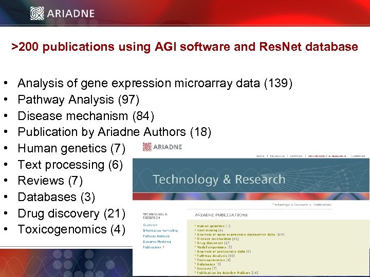 >200 publications using AGI software and Res. Net database • • • Analysis of