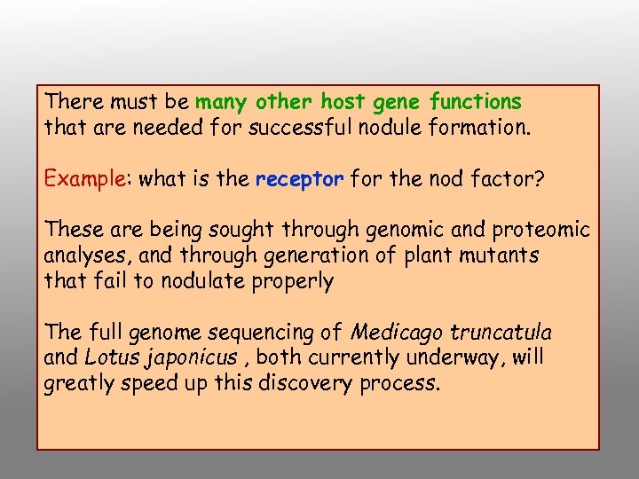 There must be many other host gene functions that are needed for successful nodule