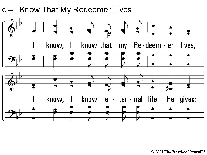 c – I Know That My Redeemer Lives I know, I know that my