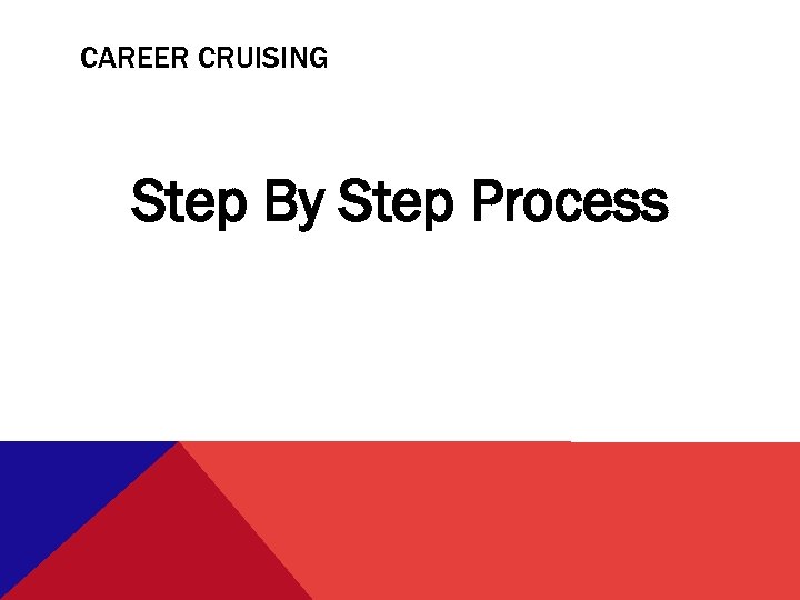 CAREER CRUISING Step By Step Process 