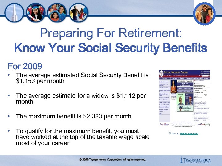 Preparing For Retirement: Know Your Social Security Benefits For 2009 • The average estimated