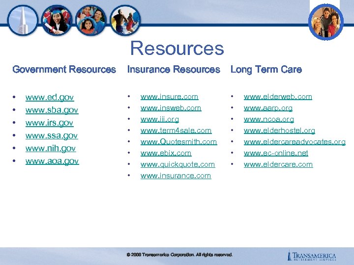 Resources Government Resources Insurance Resources Long Term Care • • • • • •