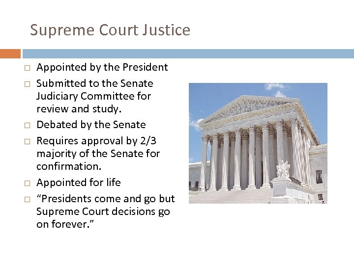 Supreme Court Justice Appointed by the President Submitted to the Senate Judiciary Committee for