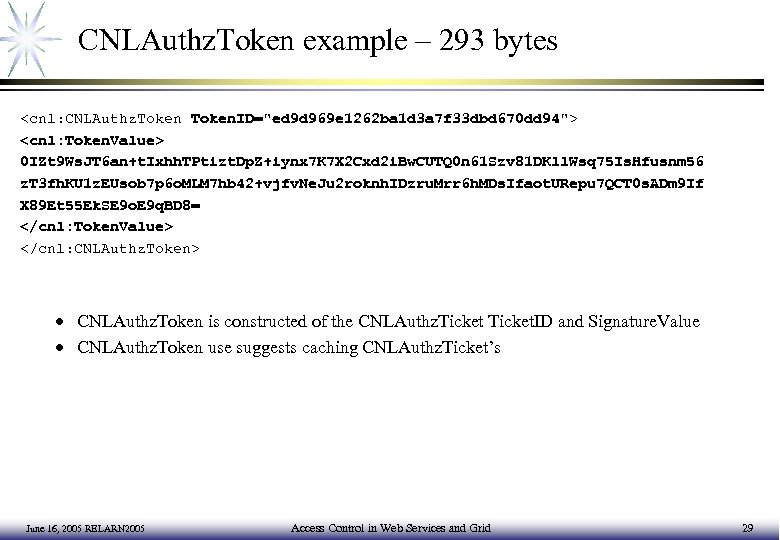 CNLAuthz. Token example – 293 bytes <cnl: CNLAuthz. Token. ID="ed 9 d 969 e