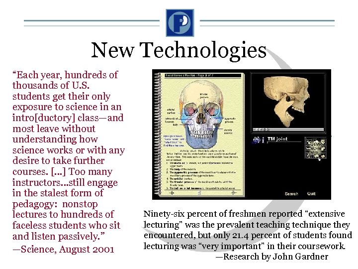 New Technologies “Each year, hundreds of thousands of U. S. students get their only