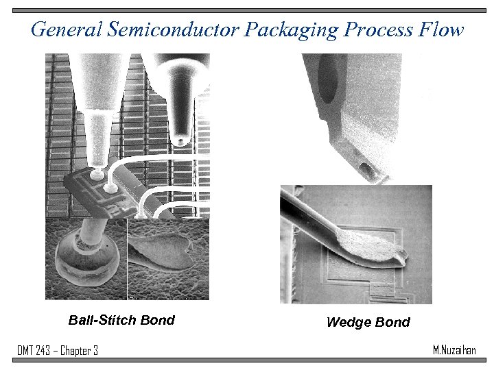 General Semiconductor Packaging Process Flow Ball-Stitch Bond DMT 243 – Chapter 3 Wedge Bond