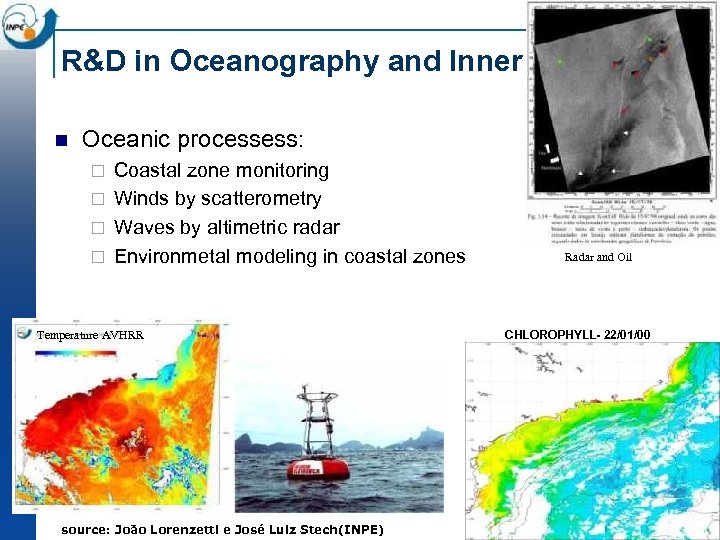 R&D in Oceanography and Inner Water n Oceanic processess: Coastal zone monitoring ¨ Winds