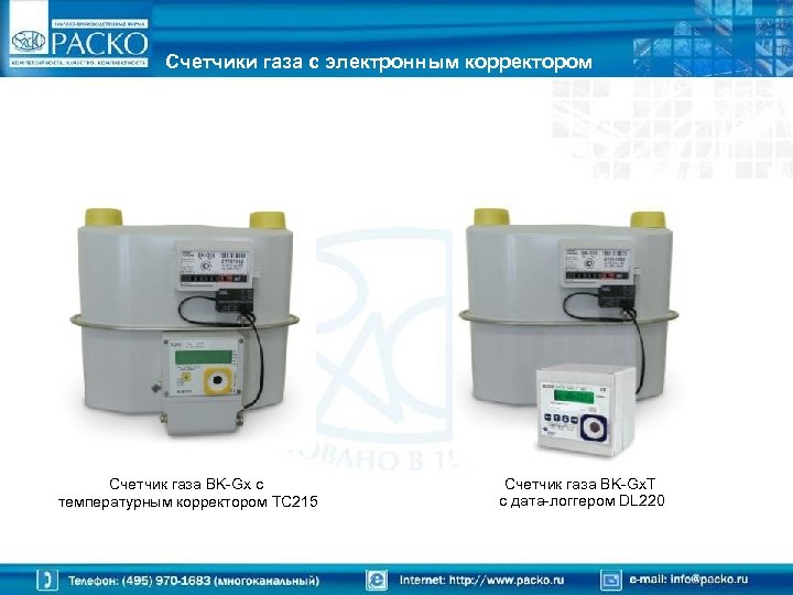 Счетчики газа с электронным корректором Счетчик газа BK-Gx с температурным корректором TC 215 Счетчик