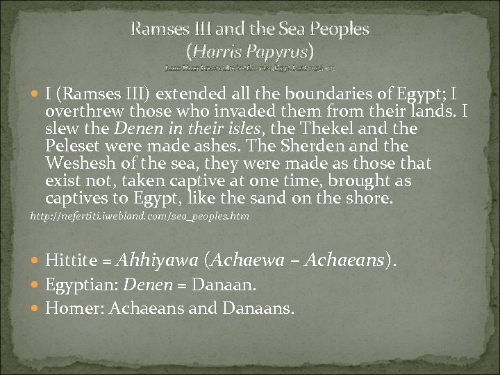 Ramses III and the Sea Peoples (Harris Papyrus) James Henry Breasted Ancient Records of