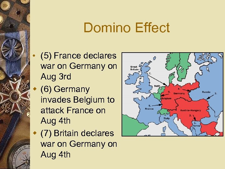 Domino Effect • (5) France declares war on Germany on Aug 3 rd w