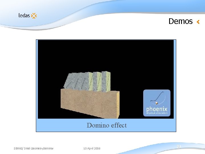 Demos Domino effect SBRAS/ Intel Geometry. Seminar 10 April 2008 31 