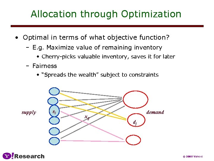 Allocation through Optimization • Optimal in terms of what objective function? – E. g.