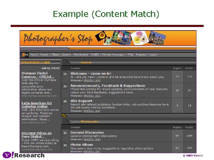 Example (Content Match) Research © 2008 Yahoo! 