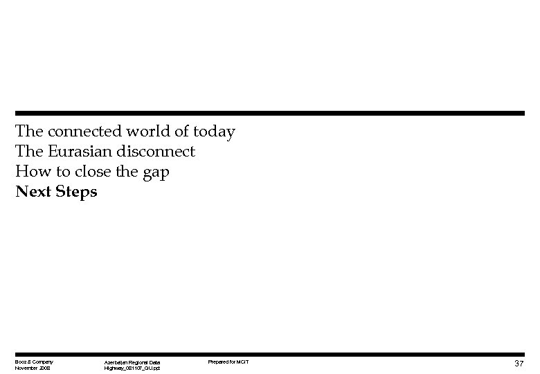 The connected world of today The Eurasian disconnect How to close the gap Next
