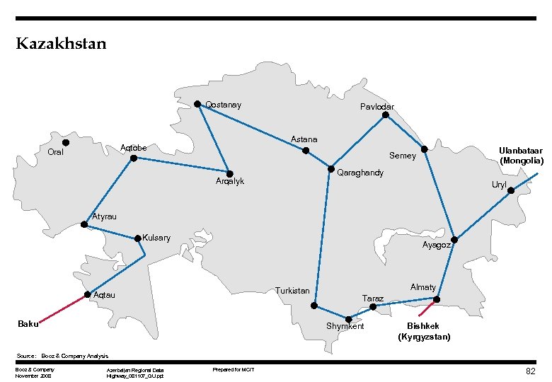 Kazakhstan Qostanay Astana Aqtobe Oral Pavlodar Ulanbataar (Mongolia) Semey Qaraghandy Arqalyk Uryl Atyrau Kulsary