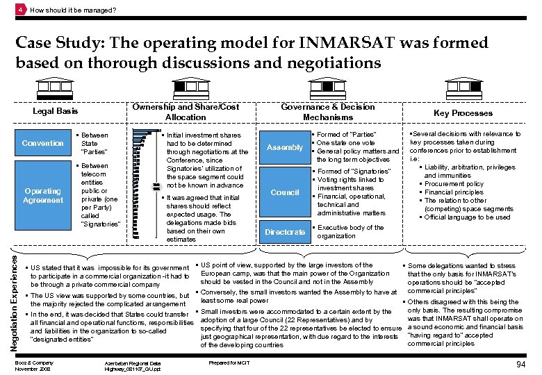 4 How should it be managed? Case Study: The operating model for INMARSAT was