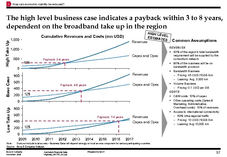 2 How can economic viability be ensured? The high level business case indicates a