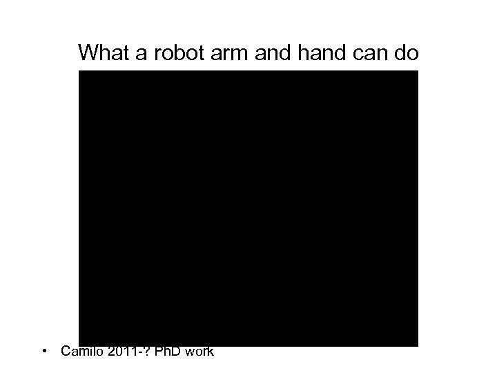 What a robot arm and hand can do • Camilo 2011 -? Ph. D