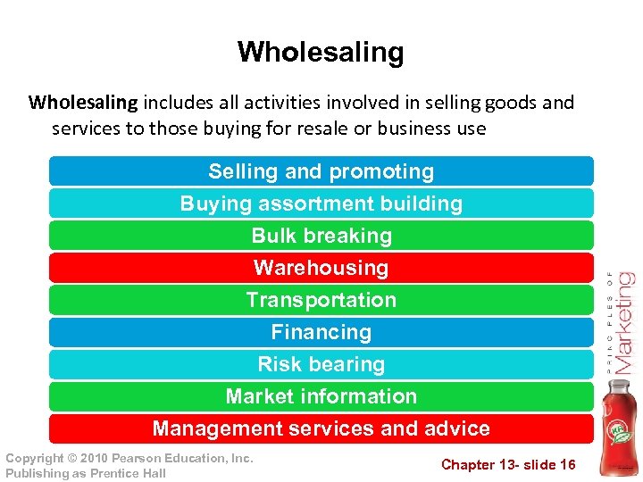 Wholesaling includes all activities involved in selling goods and services to those buying for