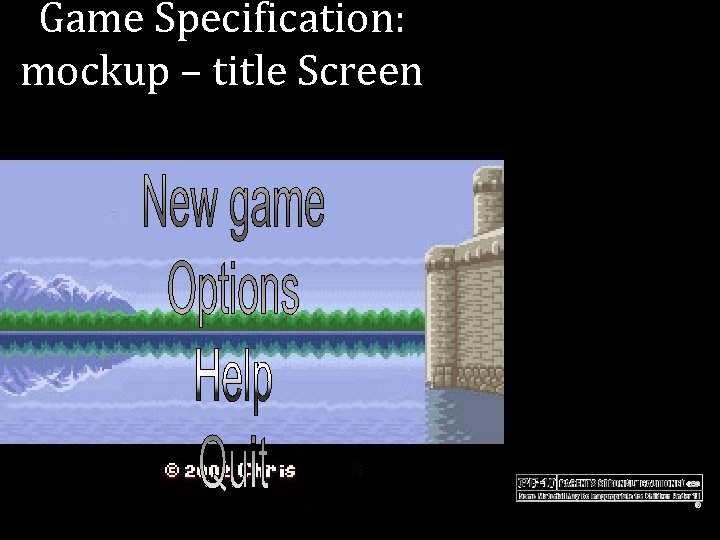 Game Specification: mockup – title Screen 