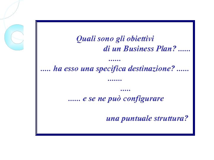 Quali sono gli obiettivi di un Business Plan? . . . . ha esso