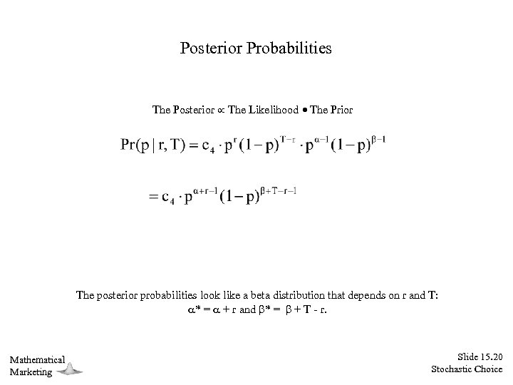 Posterior Probabilities The Posterior The Likelihood The Prior The posterior probabilities look like a