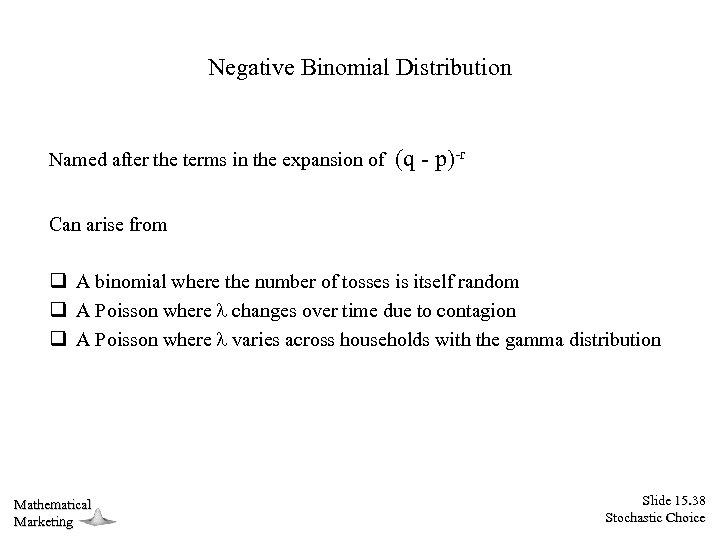 Negative Binomial Distribution Named after the terms in the expansion of (q - p)-r