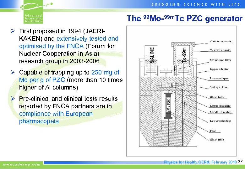 The 99 Mo-99 m. Tc PZC generator Ø First proposed in 1994 (JAERIKAKEN) and