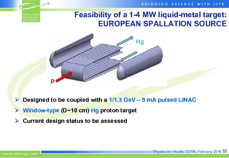 Feasibility of a 1 -4 MW liquid-metal target: EUROPEAN SPALLATION SOURCE Hg p Ø