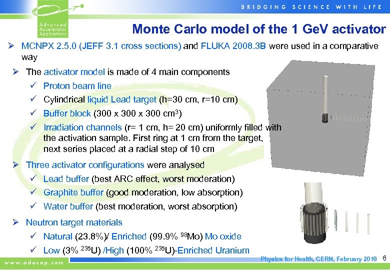 Monte Carlo model of the 1 Ge. V activator Ø MCNPX 2. 5. 0
