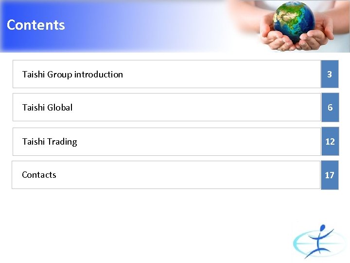 Contents Taishi Group introduction 3 Taishi Global 6 Taishi Trading 12 Contacts 17 