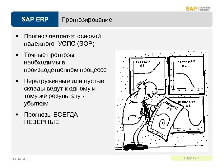 SAP ERP Прогнозирование § Прогноз является основой надежного УСПС (SOP) § Точные прогнозы необходимы