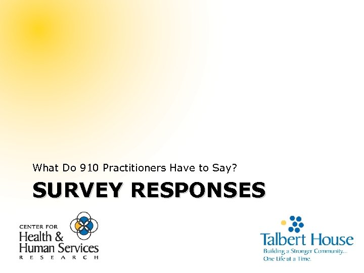 What Do 910 Practitioners Have to Say? SURVEY RESPONSES 