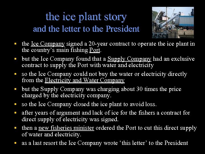 the ice plant story and the letter to the President the Ice Company signed