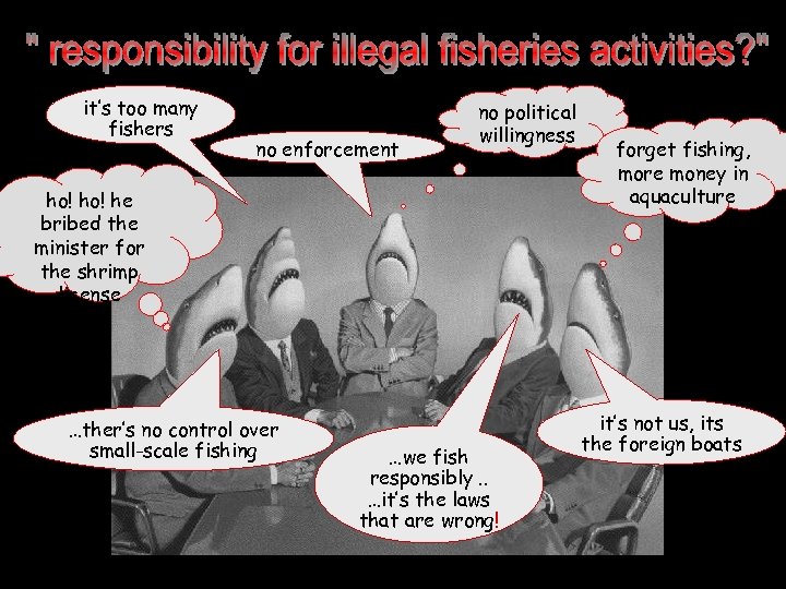 it’s too many fishers no enforcement no political willingness ho! he bribed the minister