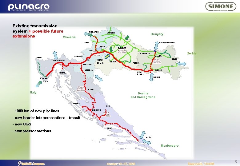 Existing transmission system + possible future extensions Slovenia ROGATEC VARAŽDIN Hungary ZABOK DRAVASZERDAHELY ZAGREB