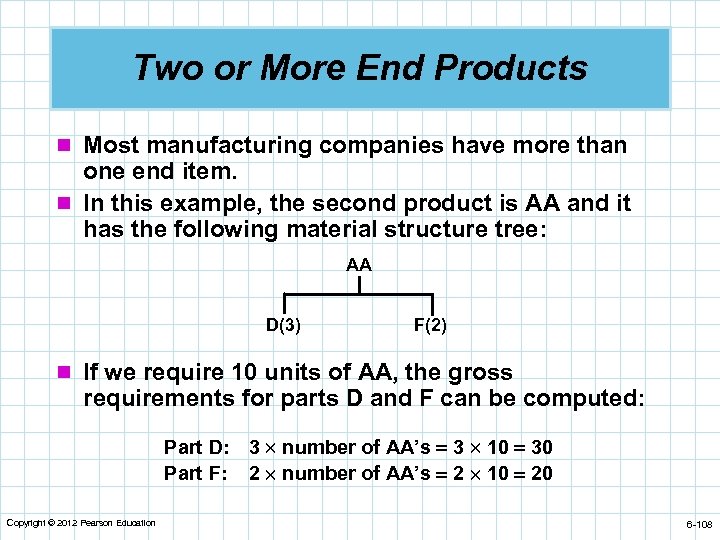 Two or More End Products n Most manufacturing companies have more than one end