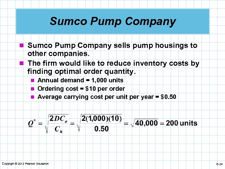 Sumco Pump Company n Sumco Pump Company sells pump housings to other companies. n