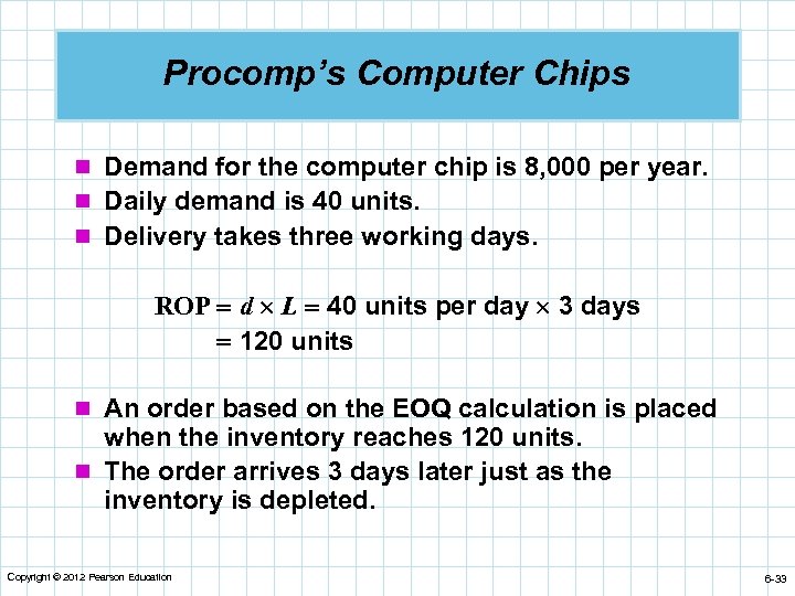 Procomp’s Computer Chips n Demand for the computer chip is 8, 000 per year.