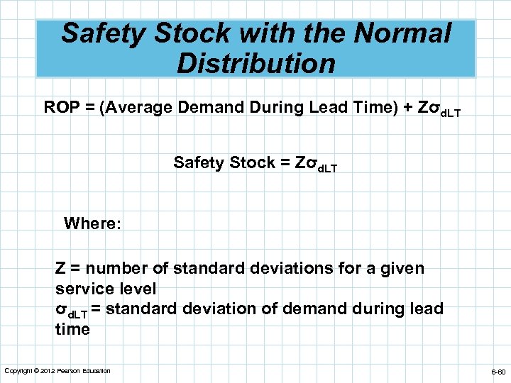 Safety Stock with the Normal Distribution ROP = (Average Demand During Lead Time) +