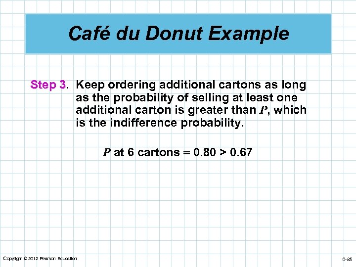 Café du Donut Example Step 3. Keep ordering additional cartons as long Step 3