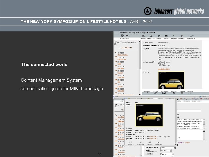 THE NEW YORK SYMPOSIUM ON LIFESTYLE HOTELS - APRIL 2002 The connected world Content